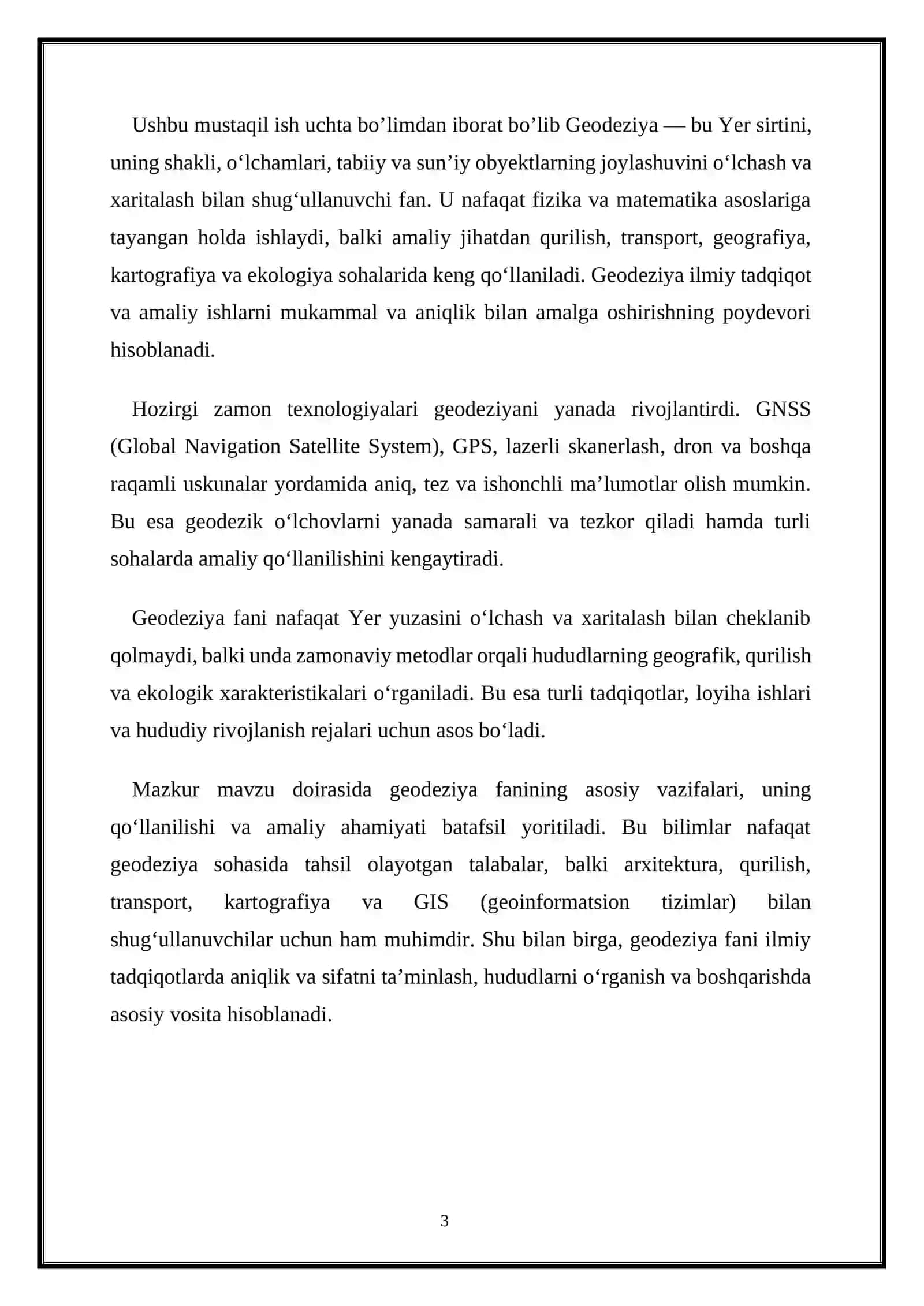 Geodeziya fanining asosiy vazifalari va qo‘llanilishi 3