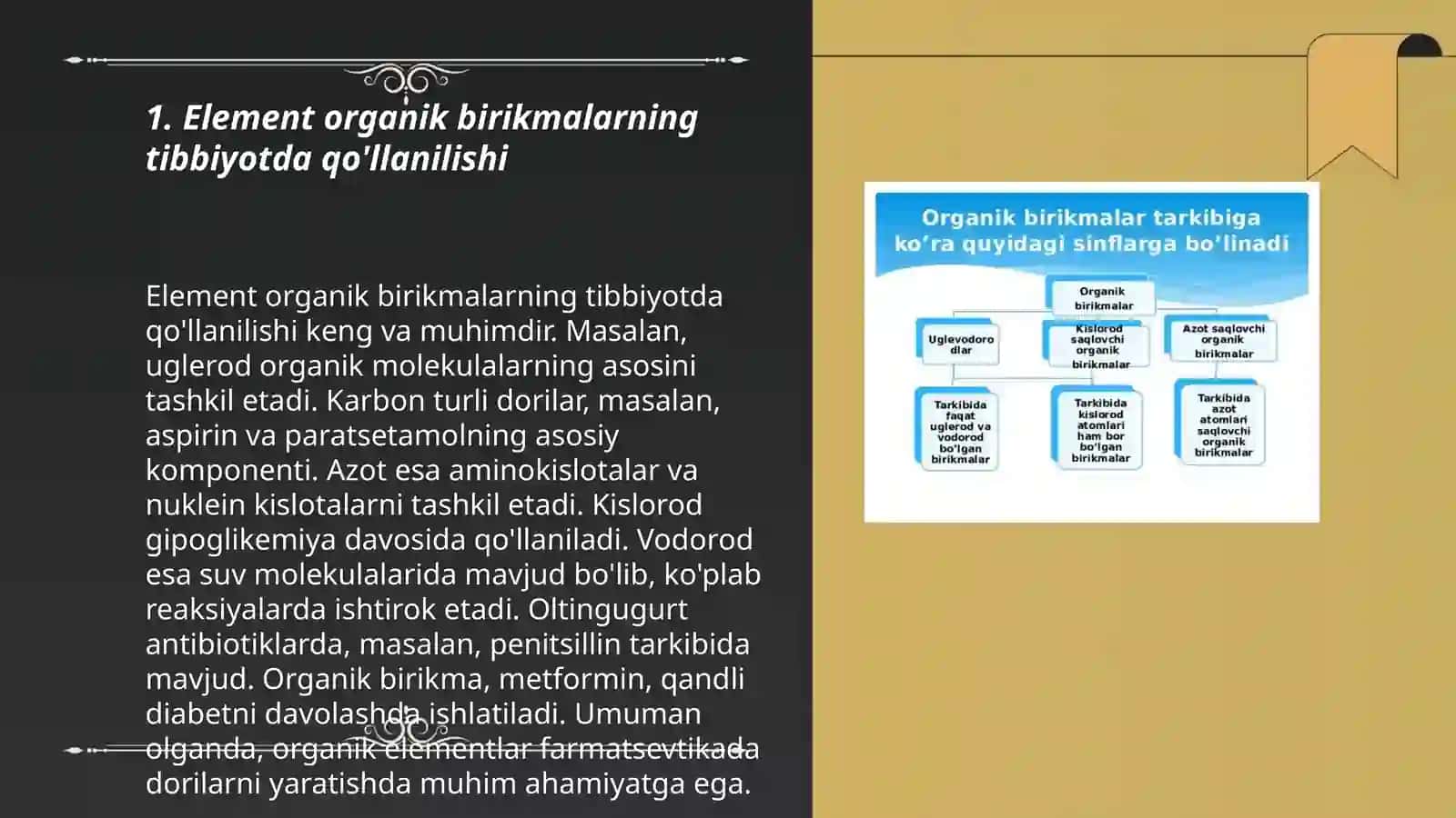 Element organik birikmalarning qo'llanilishi 3