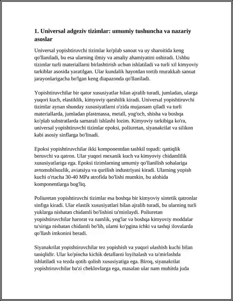 UNIVERSAL ADGEZIV TIZIMLAR 3