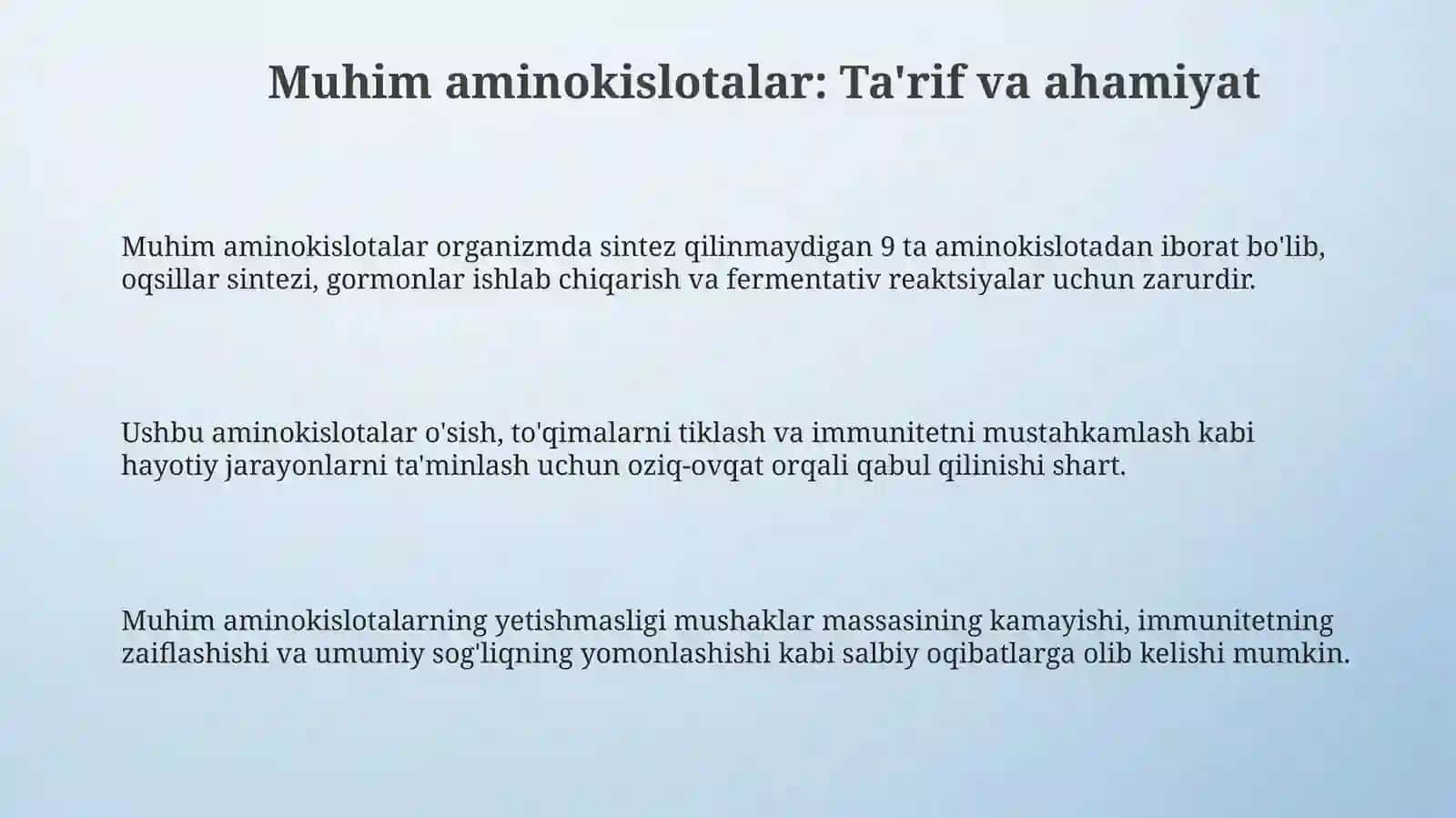 Muhim aminokislotalar 3