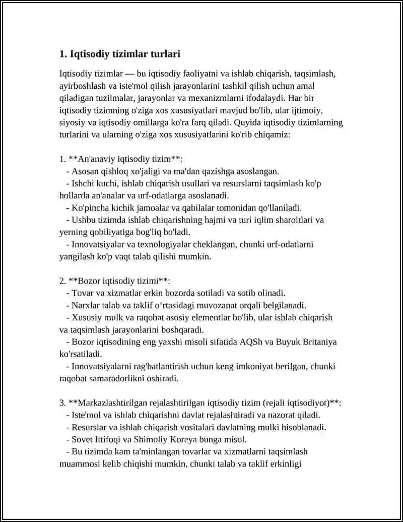 An'anaviy iqtisodiy tizim 3