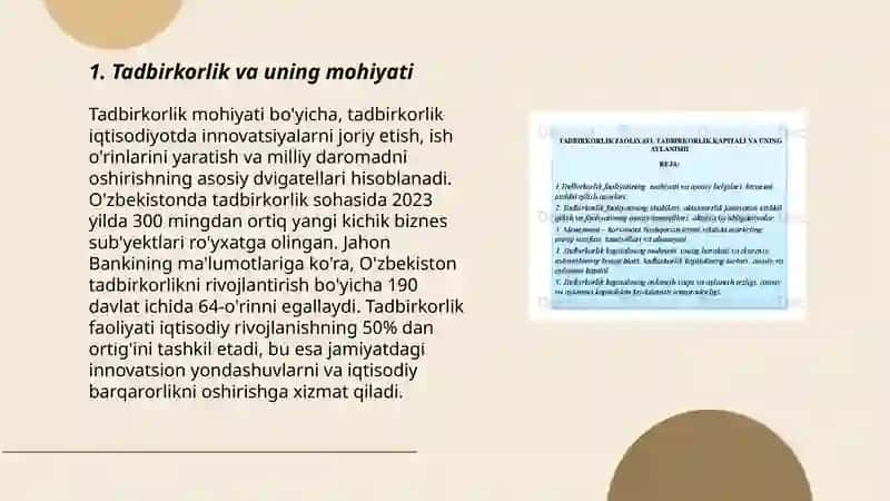 Tadbirkorlik faoliyati va shakllari 3
