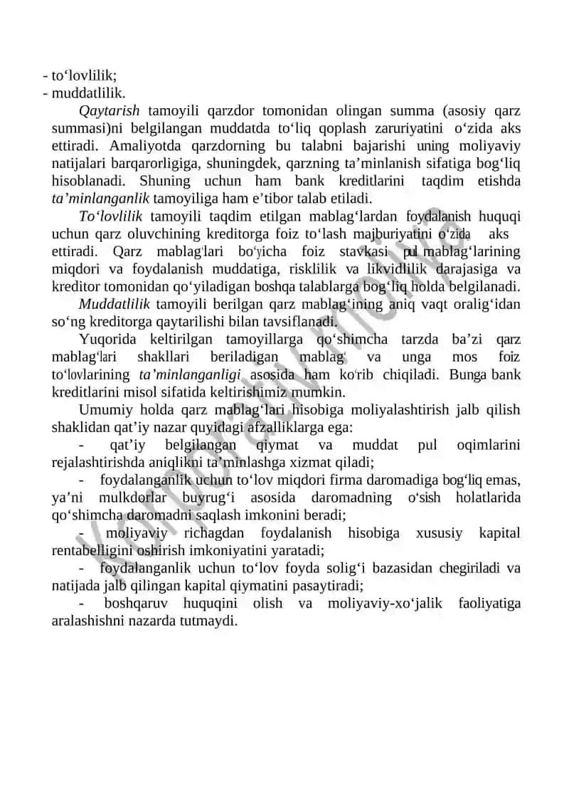QARZ MABLAG’LARI HISOBIGA MOLIYALASHTIRISH 3