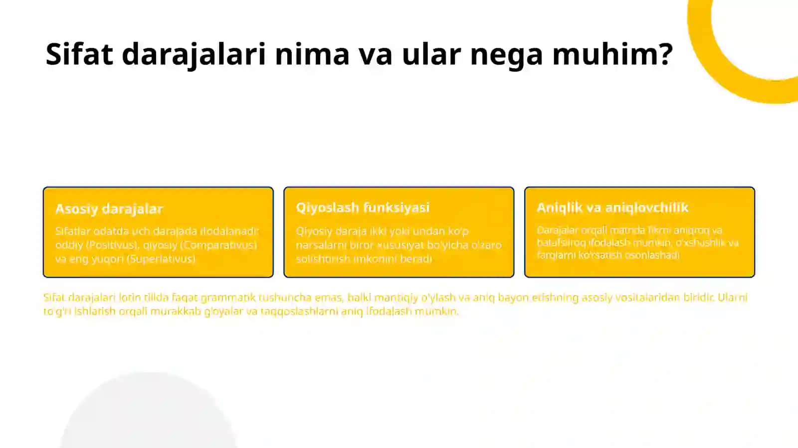 Lotin tilidagi sifatlar darajalari 3