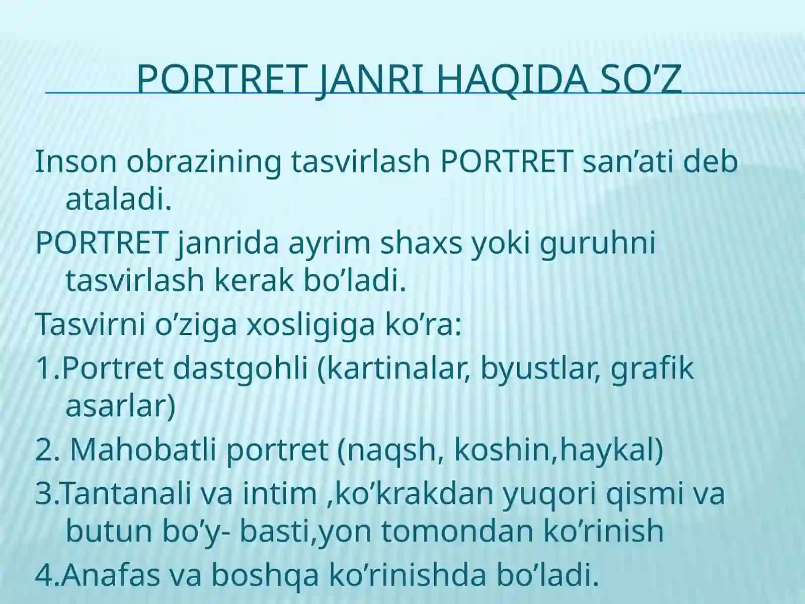 5-sinf Tasviriy san'at dars ishlanma. Tasviriy san'atda portret janri 3