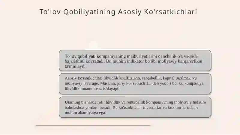 To'lov Qobiliyatining Asosiy Ko'rsatkichlari 3