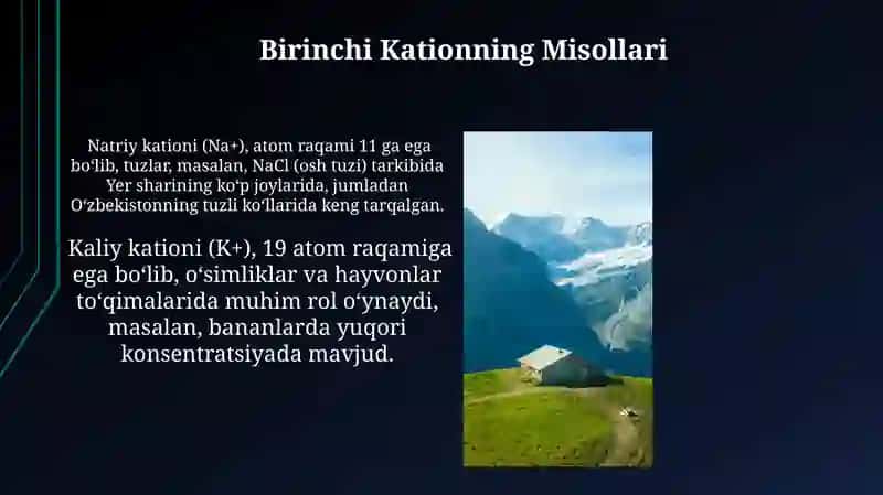 Birinchi va ikkinchi kationlarining tavsifi 3