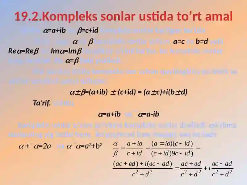 Kompleks sonlar (Oliy matematika slayd taqdimot) 3