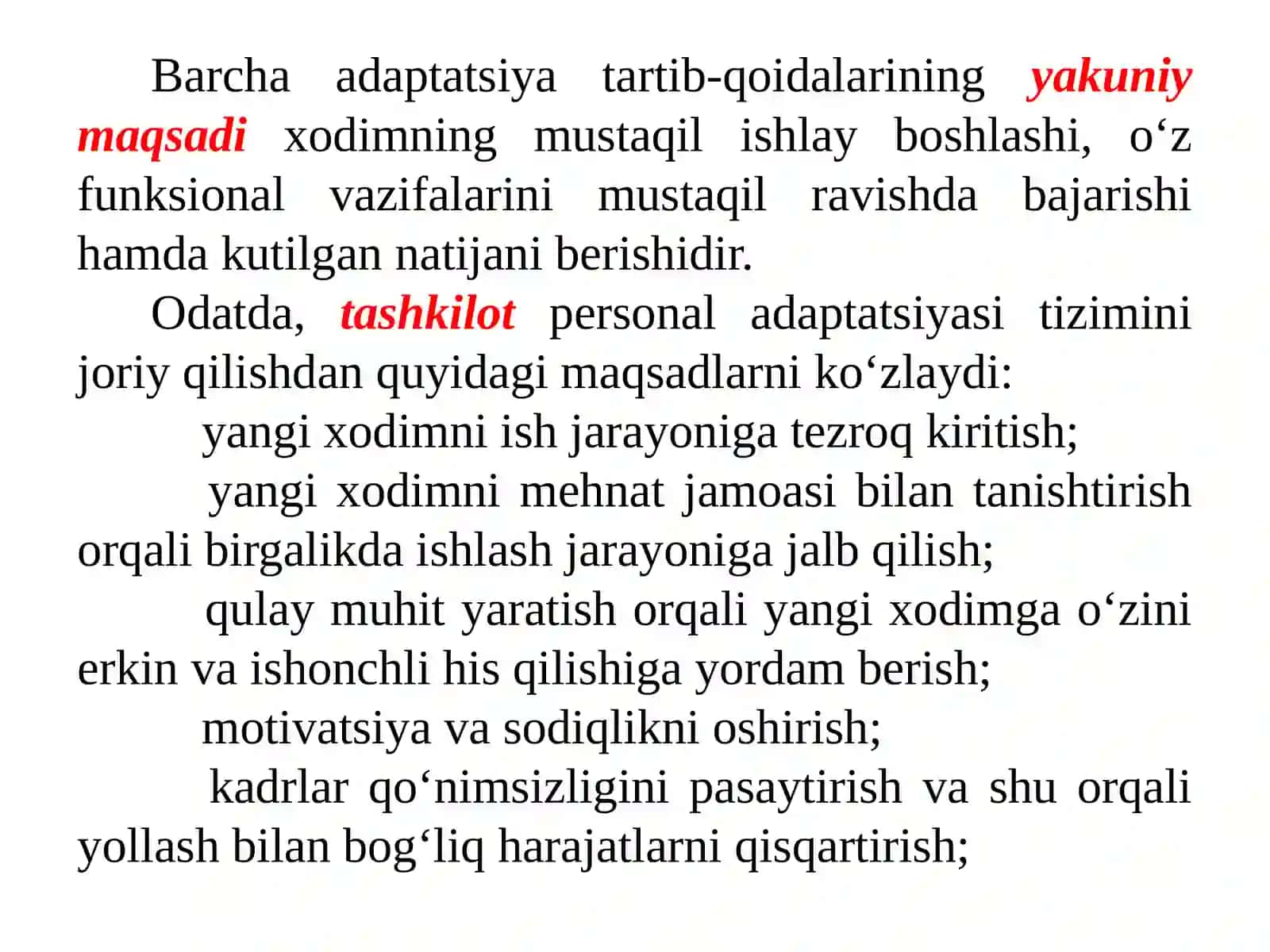 Personal adaptatsiyasi jarayonini tashkil etish 3