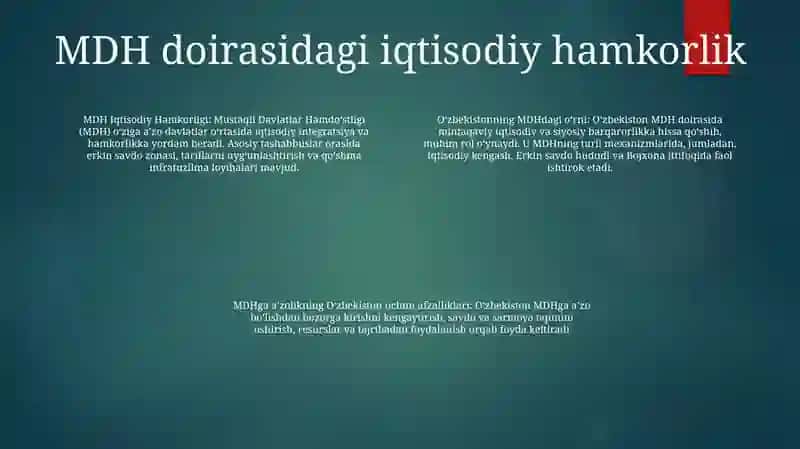 O’zbekistonning MDH Dagi O‘Rni 3
