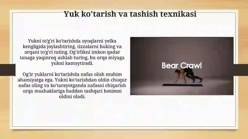 Yuk ko'tarish va tashish texnikasi 3