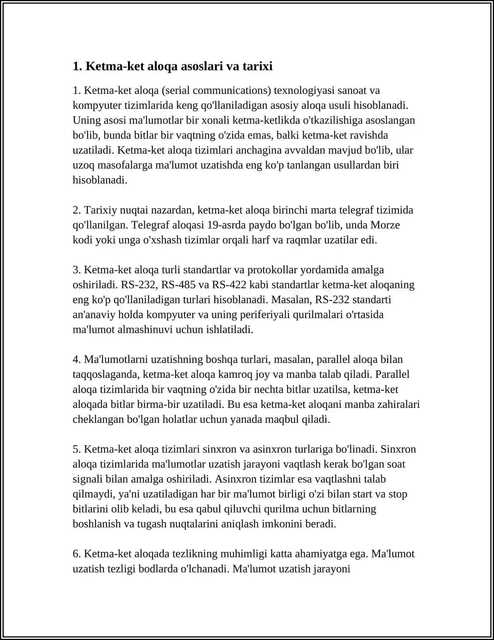 Ketma-ket aloqa (serial communications) 3