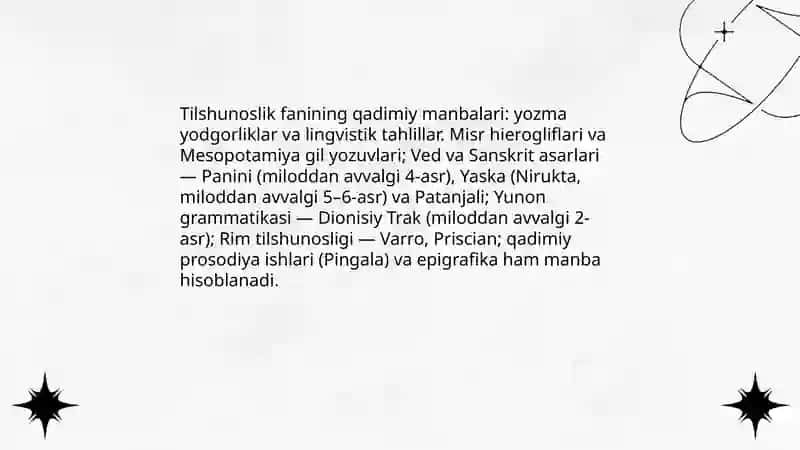 Tilshunoslik fanining paydo bo'lishi va rivojlanishi 3