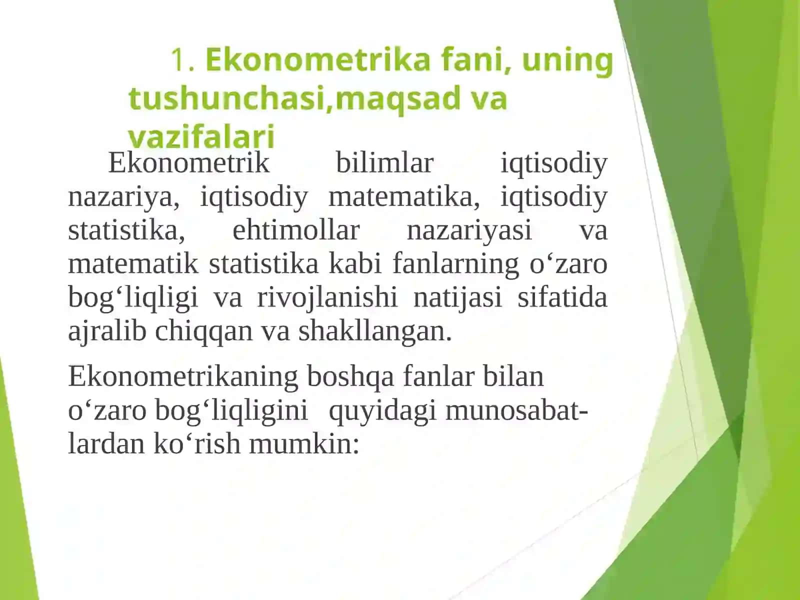 Ekonometrik modellashtirish asoslari bo’yicha video ma’ruza 3