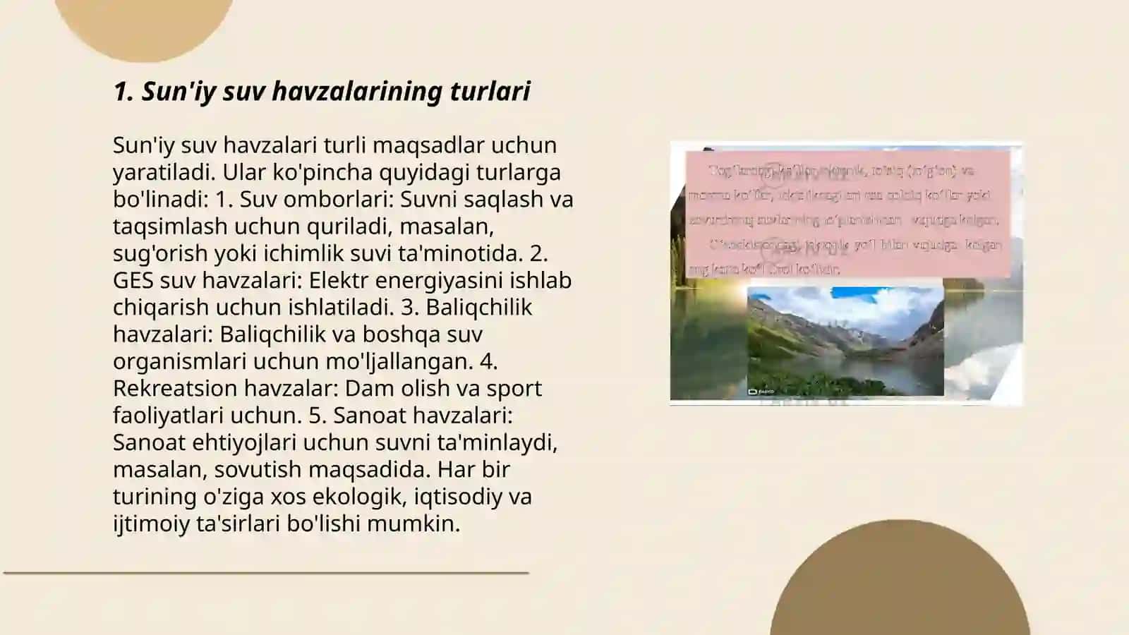 Sun'iy suv havzalarining turlari 3