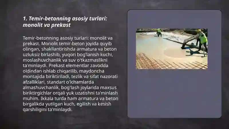 Temir-betonning turlari 3