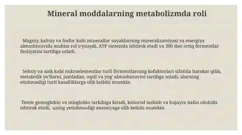 Mineral moddalarning metabolizmga ta'siri 3