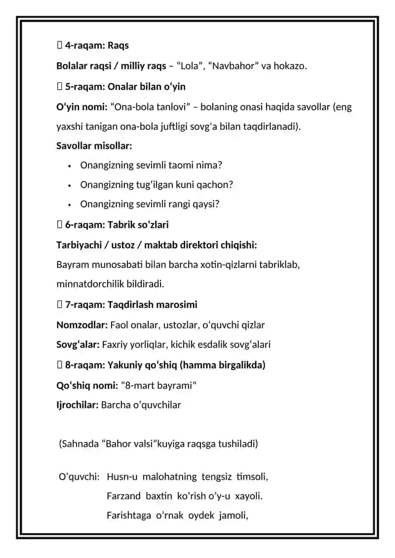 8-MART BAYRAM TADBIRI SENARIYSI 3