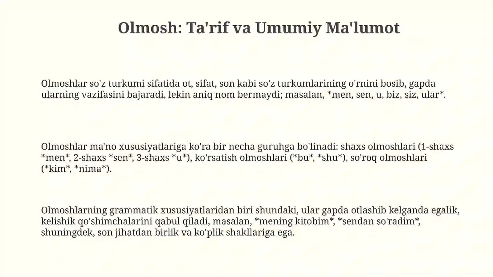 Olmosh uning grammatik xususiyatlari 3