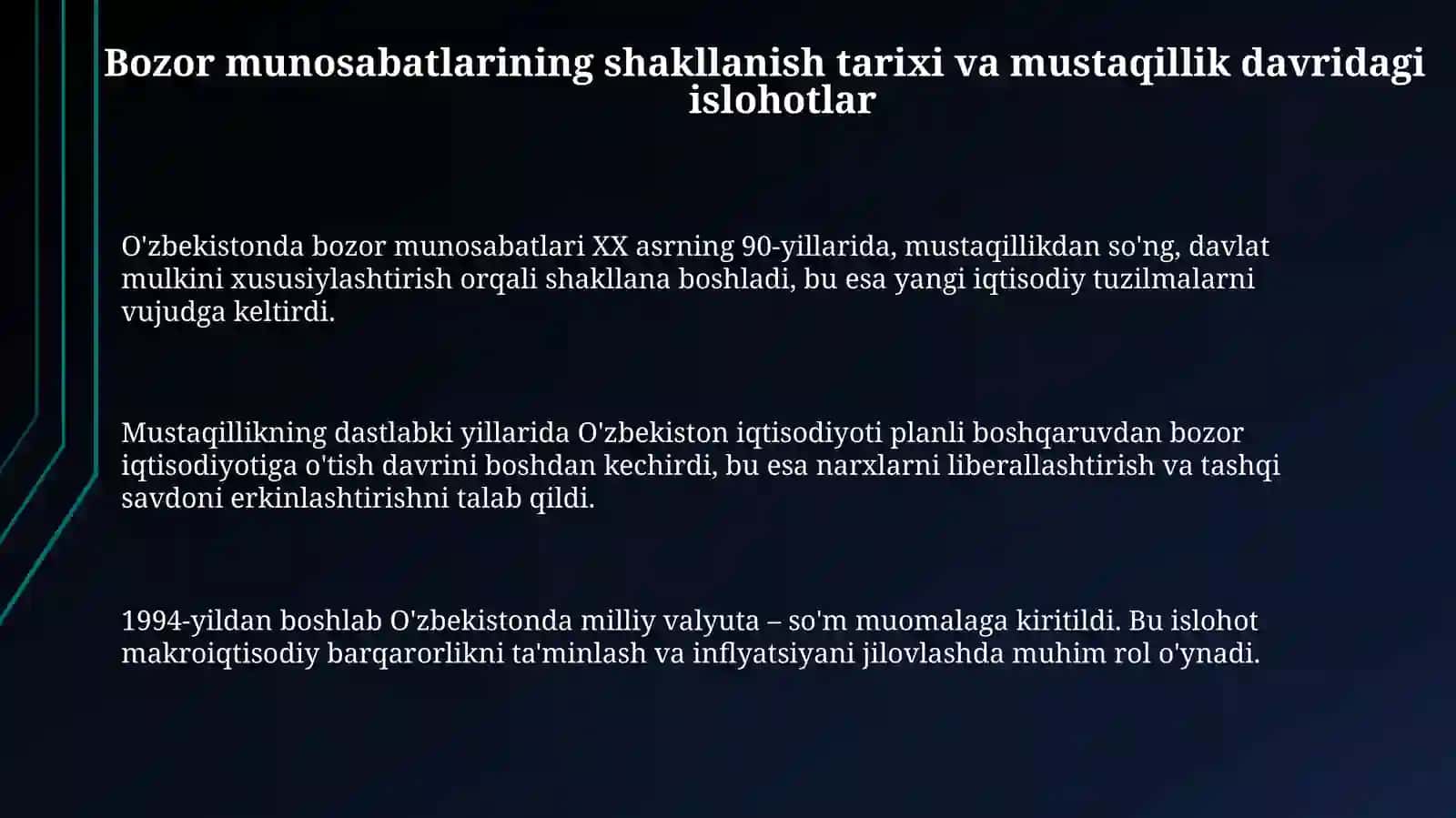 O'zbekiston bozor munosabatlarinig rivojlanishi 3