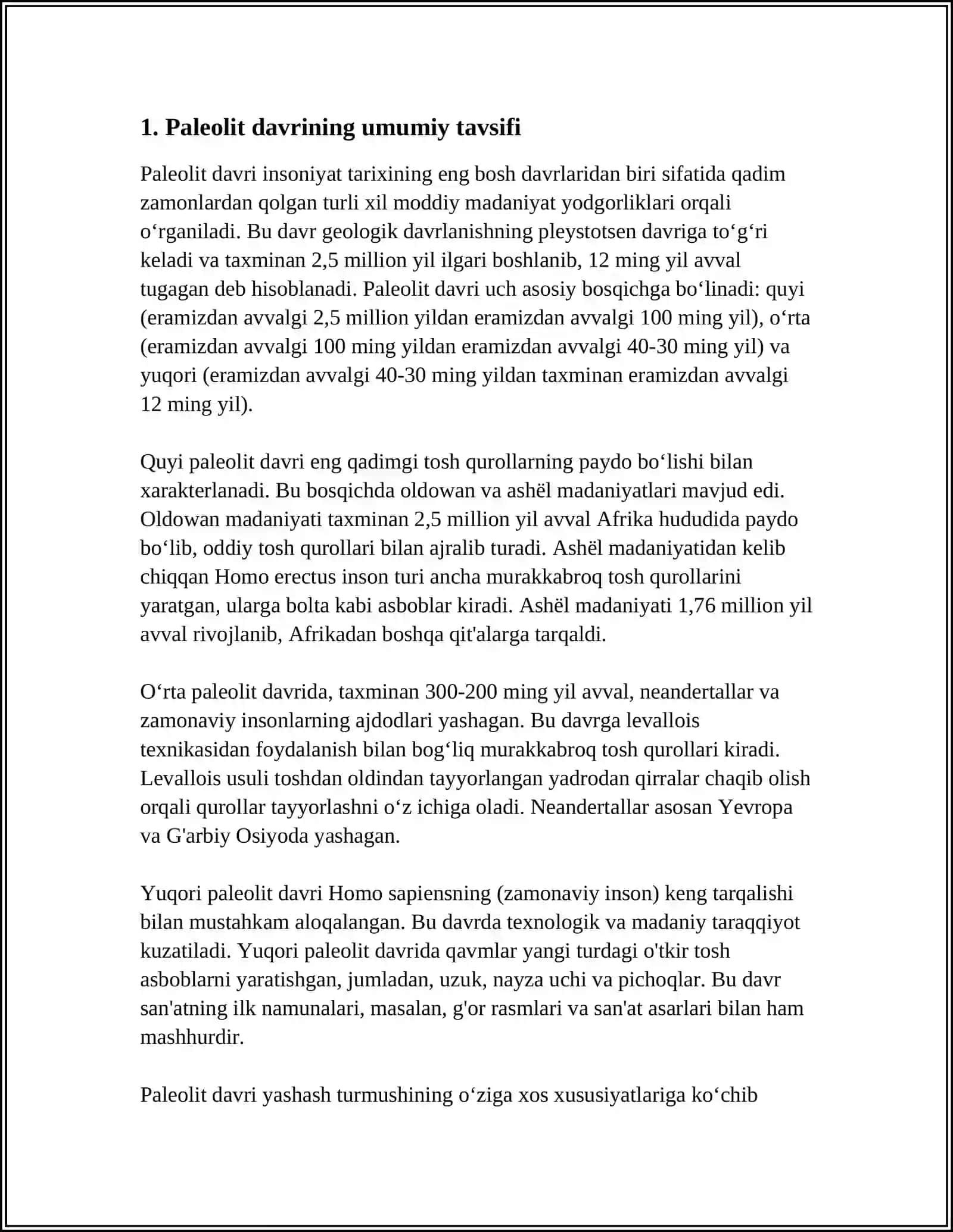 PALIOLIT DAVRI VA UNING BOSQICHLARI 3