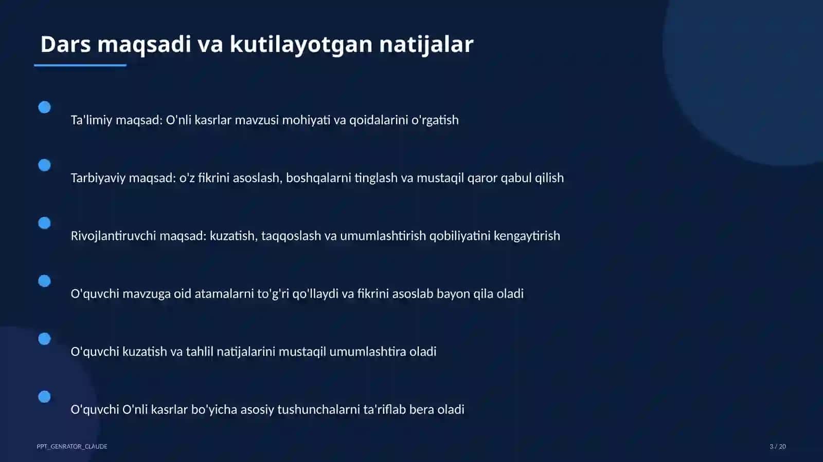 O'nli kasrlar (5-sinf) 3