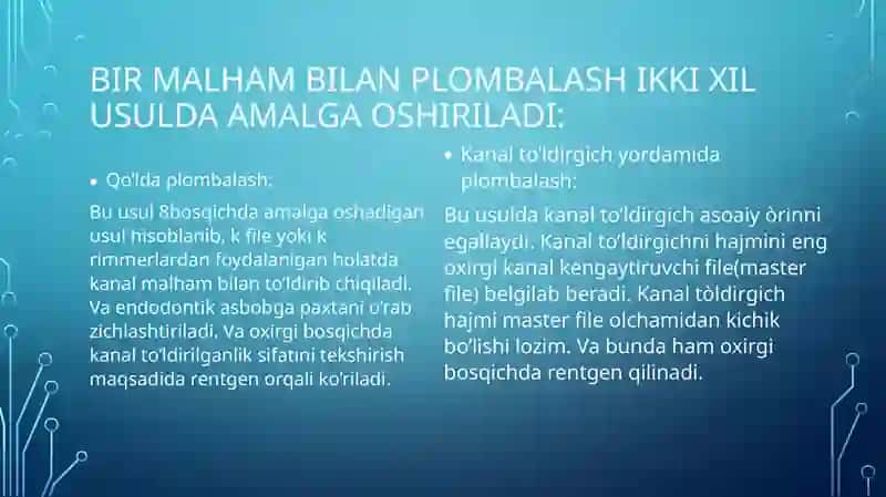 Ildiz kanallarini plombalash usullari 3