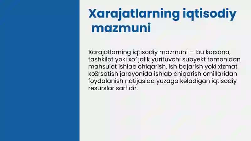 Xarajatlarning iqtisodiy mazmuni 3