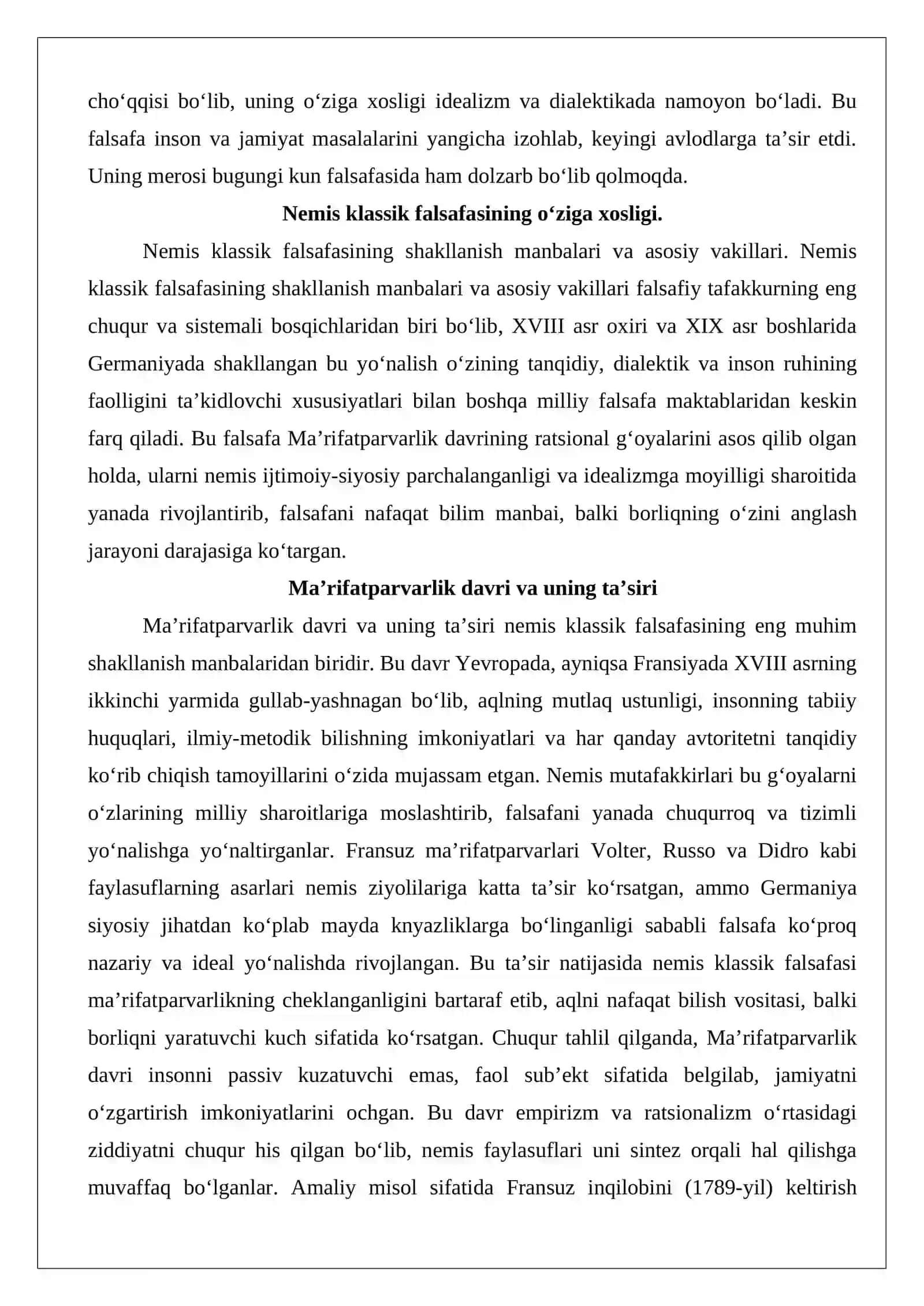 Nemis klassik falsafasining o‘ziga xosligi 3