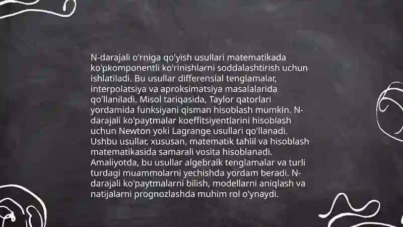 N-darajali o`rniga qo`yishlar 3