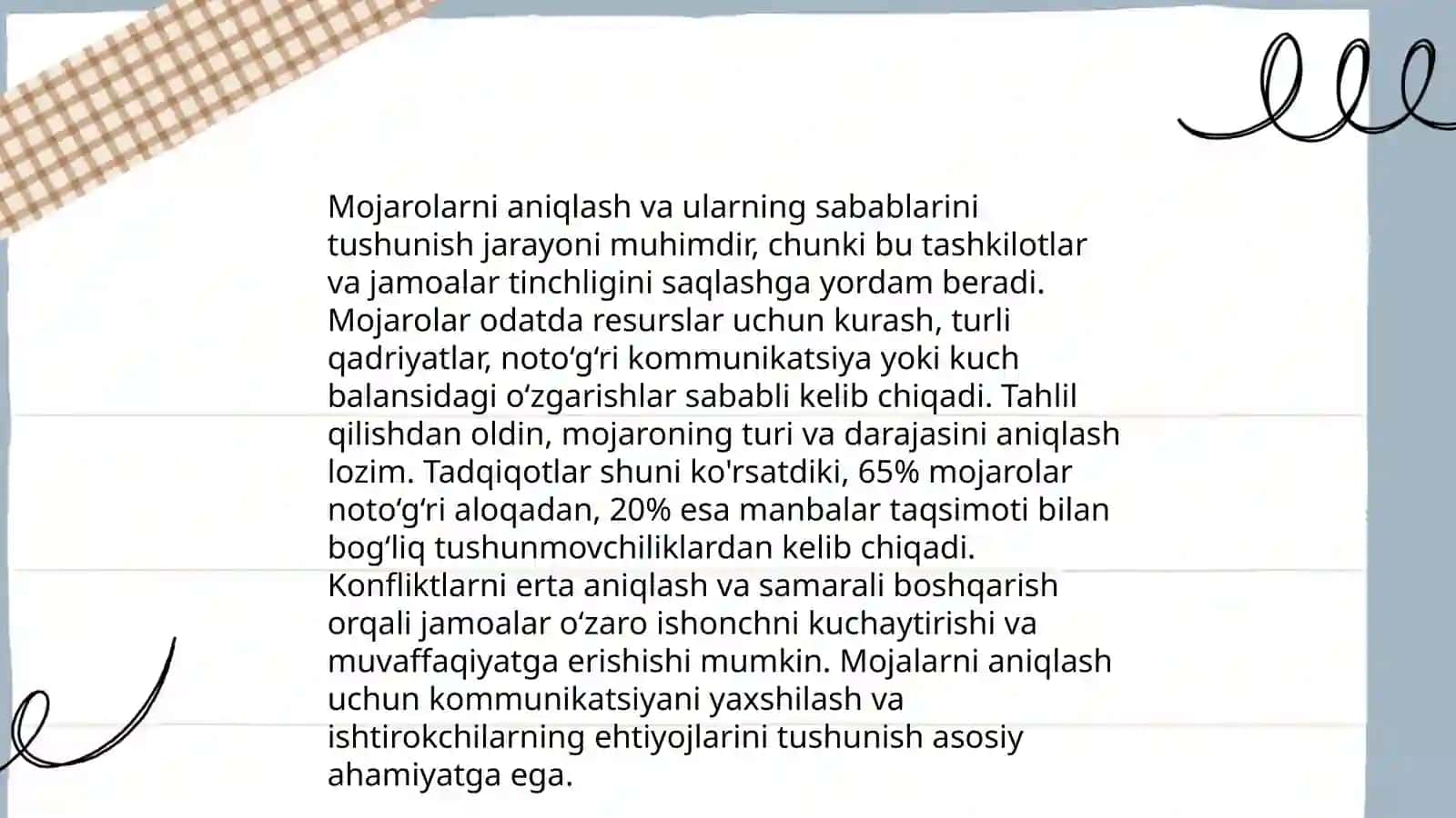 Mojarolarni oldini olish va bartaraf etish metodlari 3