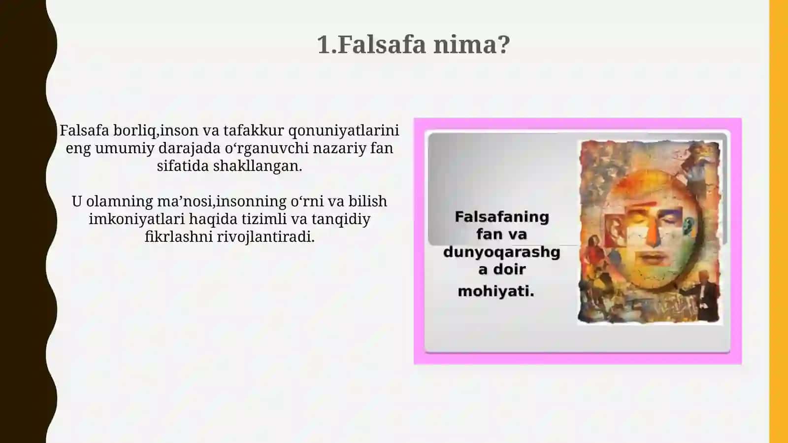 Falsafaning fan va dunyoqarashga doirmohiyati 3