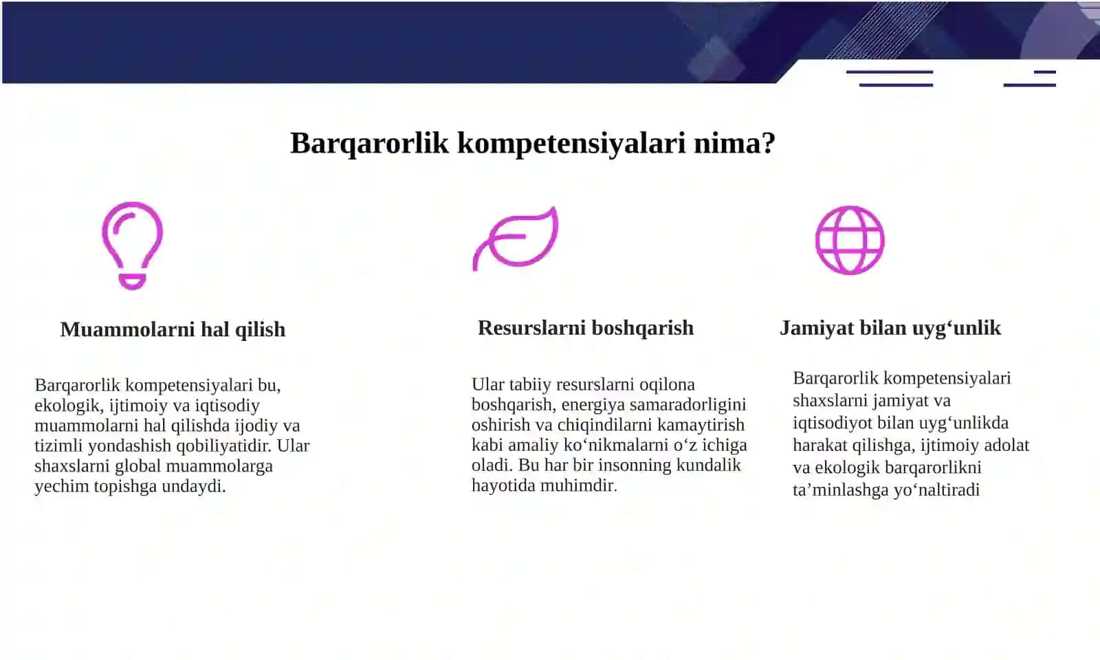 Ekologik Ong va Barqarorlik Kompetensiyalari 3