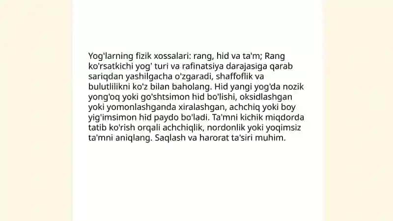 Yog'larning fizik xossalari 3