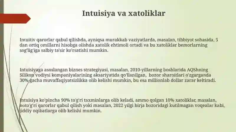 Intuisiya va xatoliklar 3