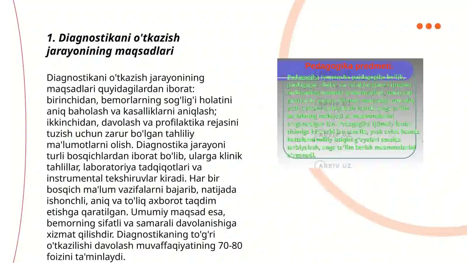 Diagnostikani o'tkazishning - tashkiliy pedagogik asoslari 3