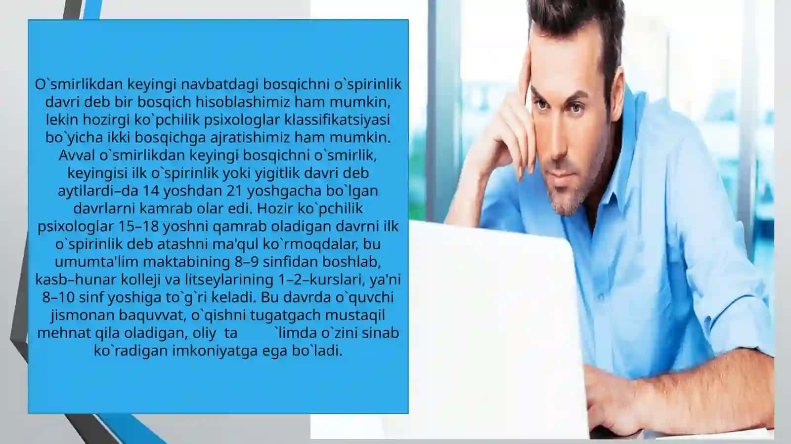 O’spirinlarda ijodiy faollikning o’sishi,dunyoqarashning shakllanishi 3
