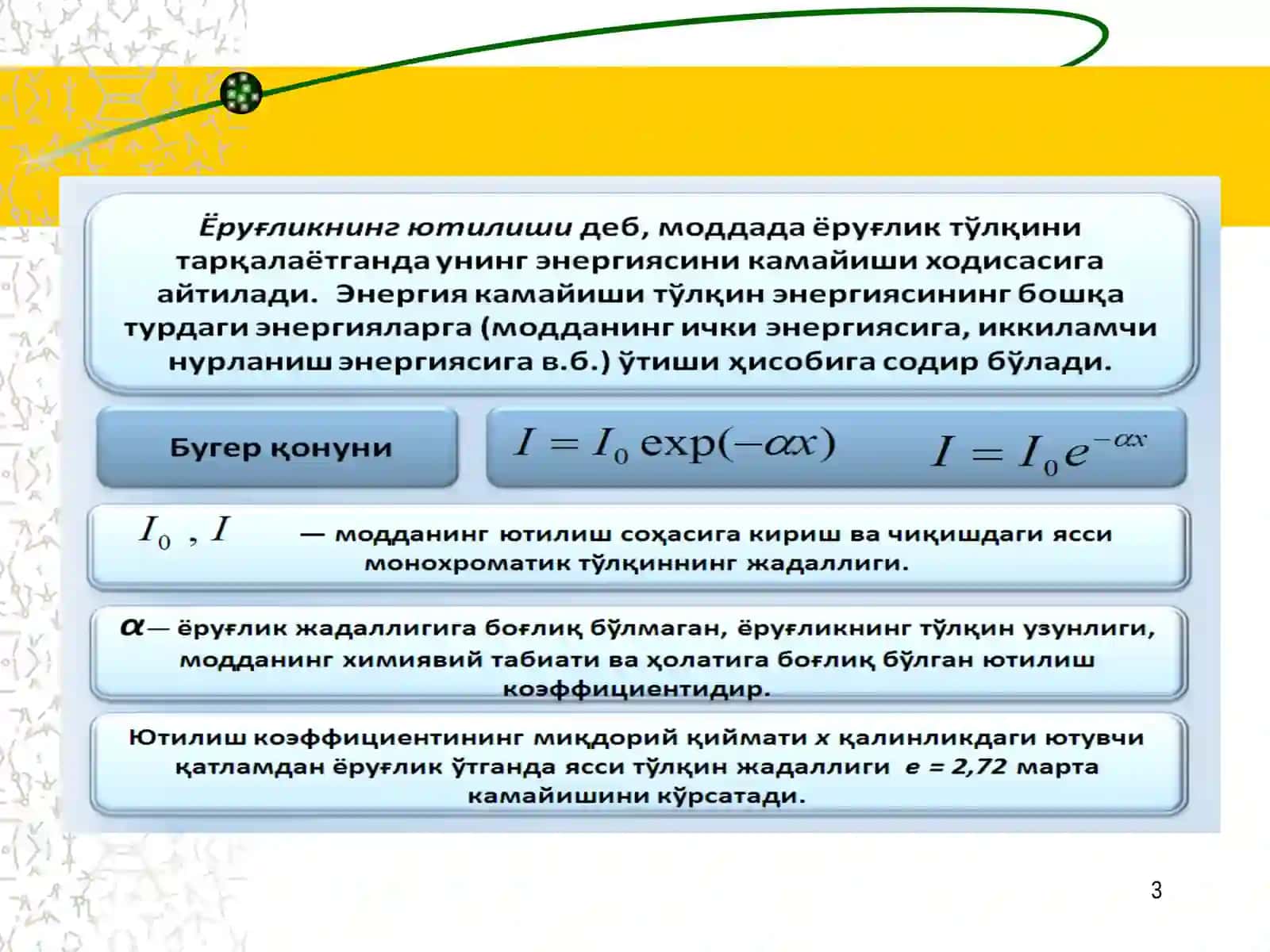 Yorug’likning yutilishi 3