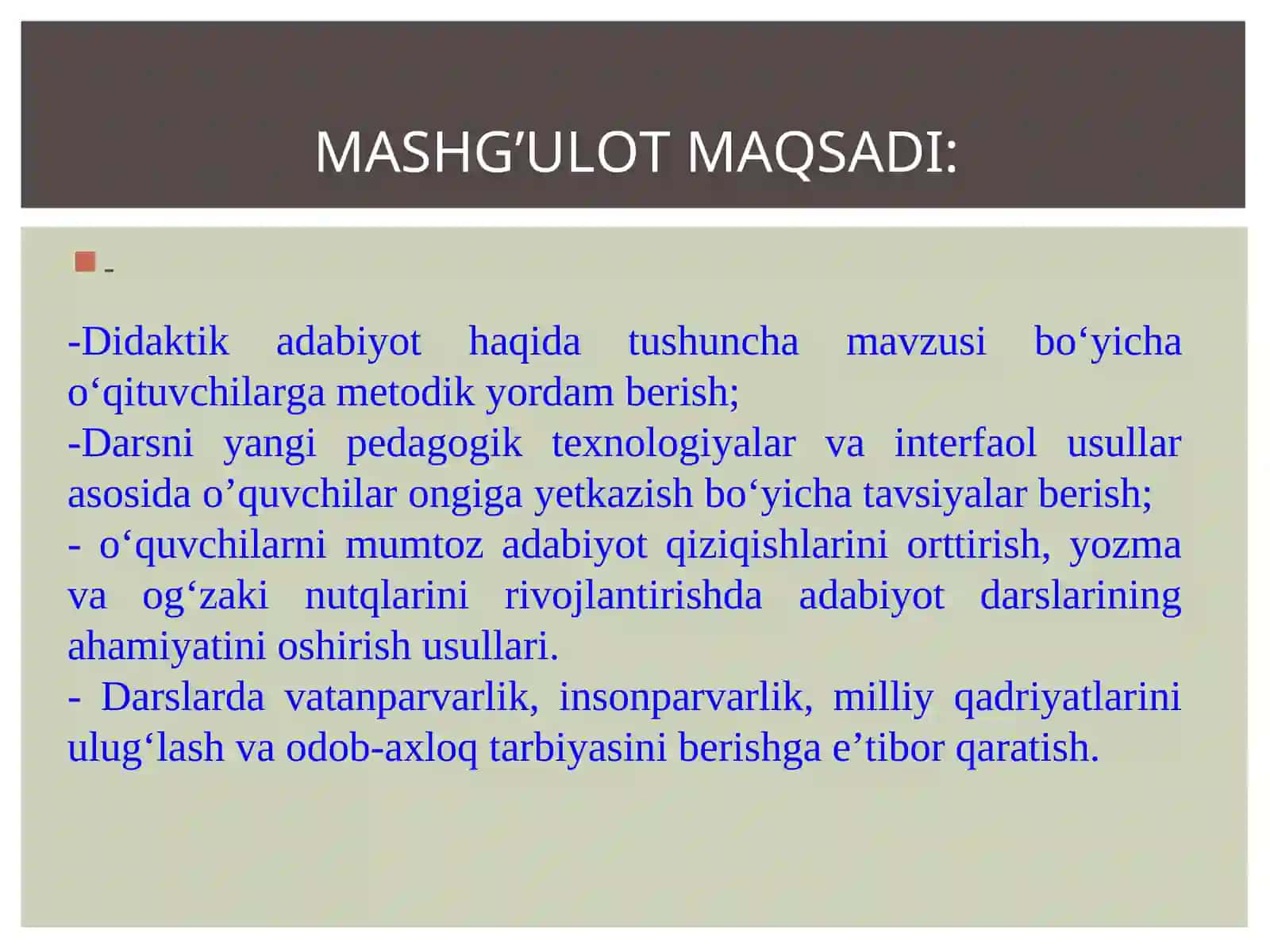 Dars ishlanmasi: Didaktik adabiyot haqida tushuncho 3