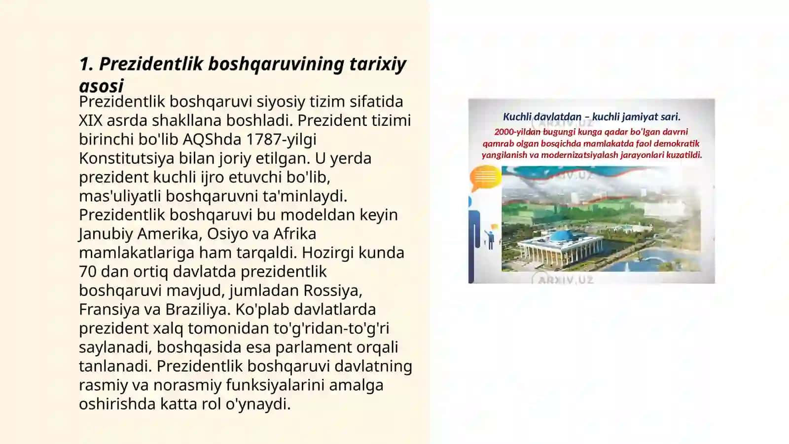 Prezidentlik boshqaruvining tarixiy asosi 3