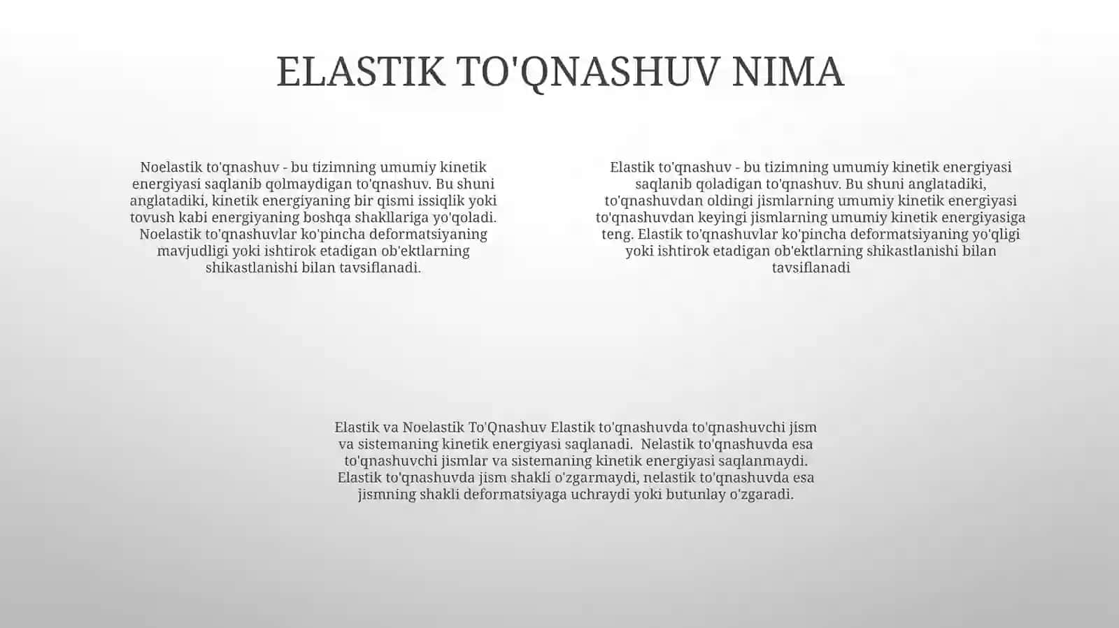 Elastik Va Noelastik To'Qnashuv 3
