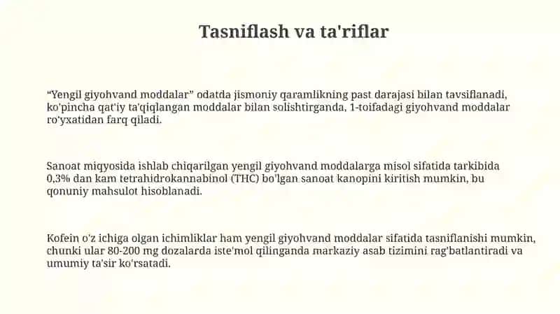Yengil giyohvand moddalar 3