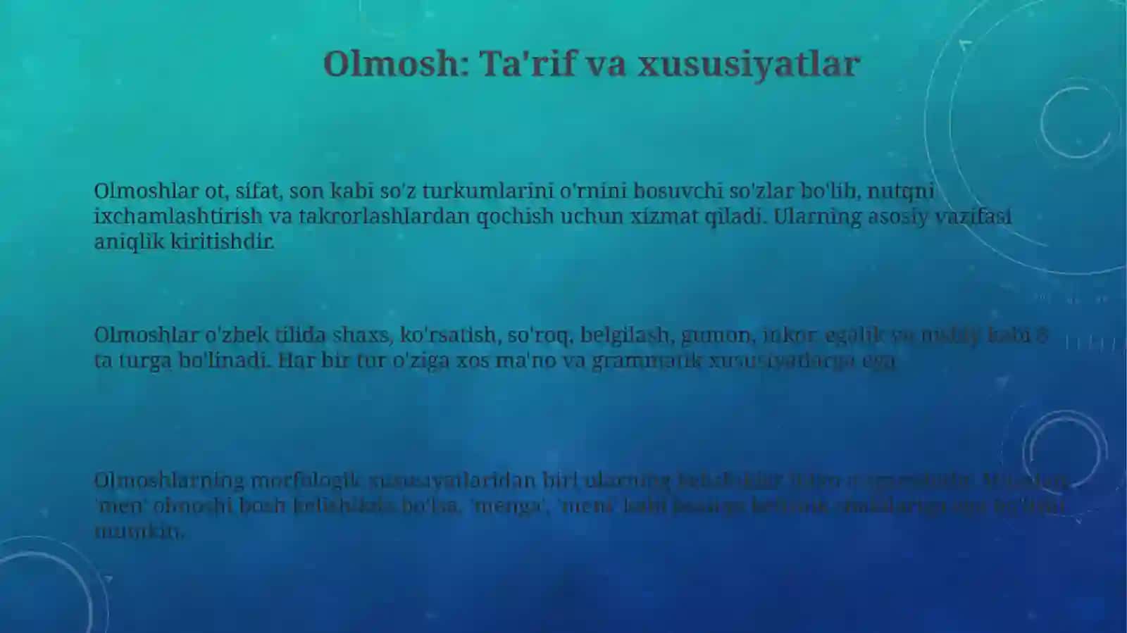 Olmosh: Ta'rif, Turlari va Xususiyatlari 3