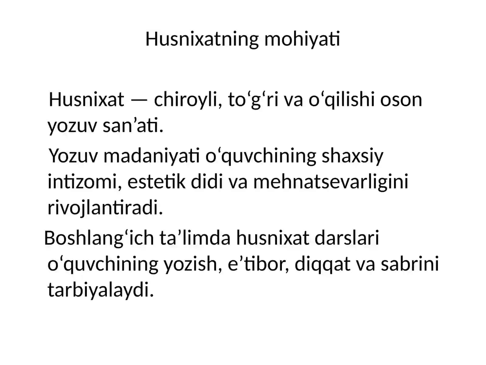 Husnixatga o‘rgatish usullari 3