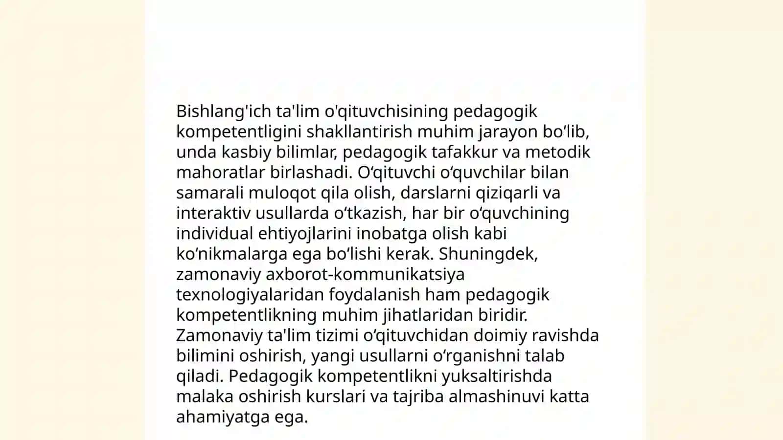 Bishlang'ich ta'lim o'qituvchisining pedagogik kompetentligi 3