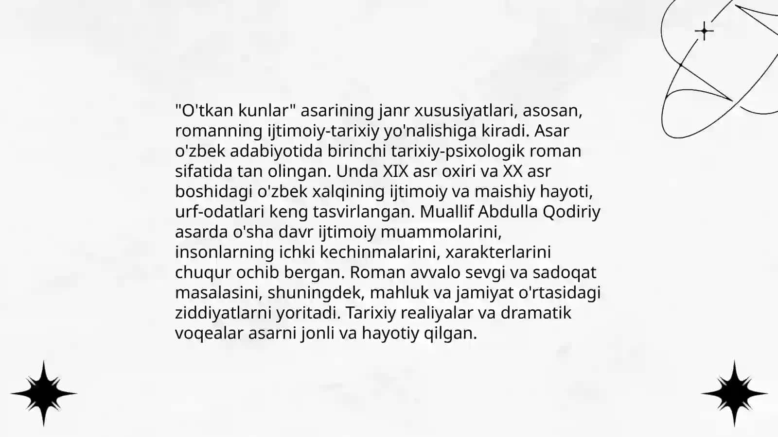 O'tkan Kunlar asarining qiyosiy-tipologik tavsifi 3
