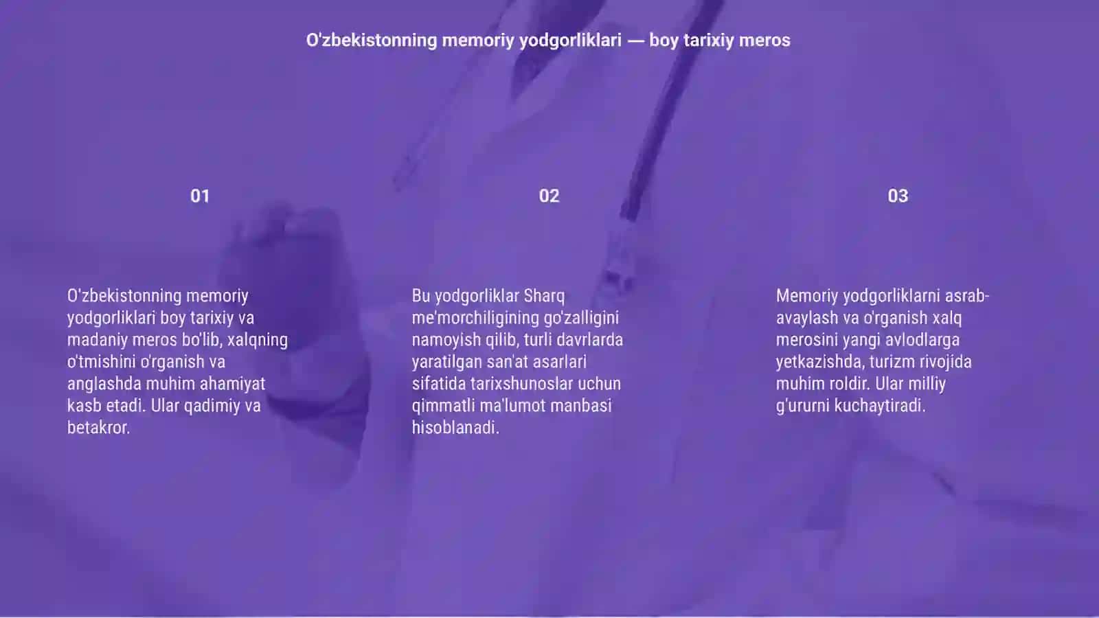 O'zbekistonning memoriy yodgorliklari fan va uning ahamiyati 3