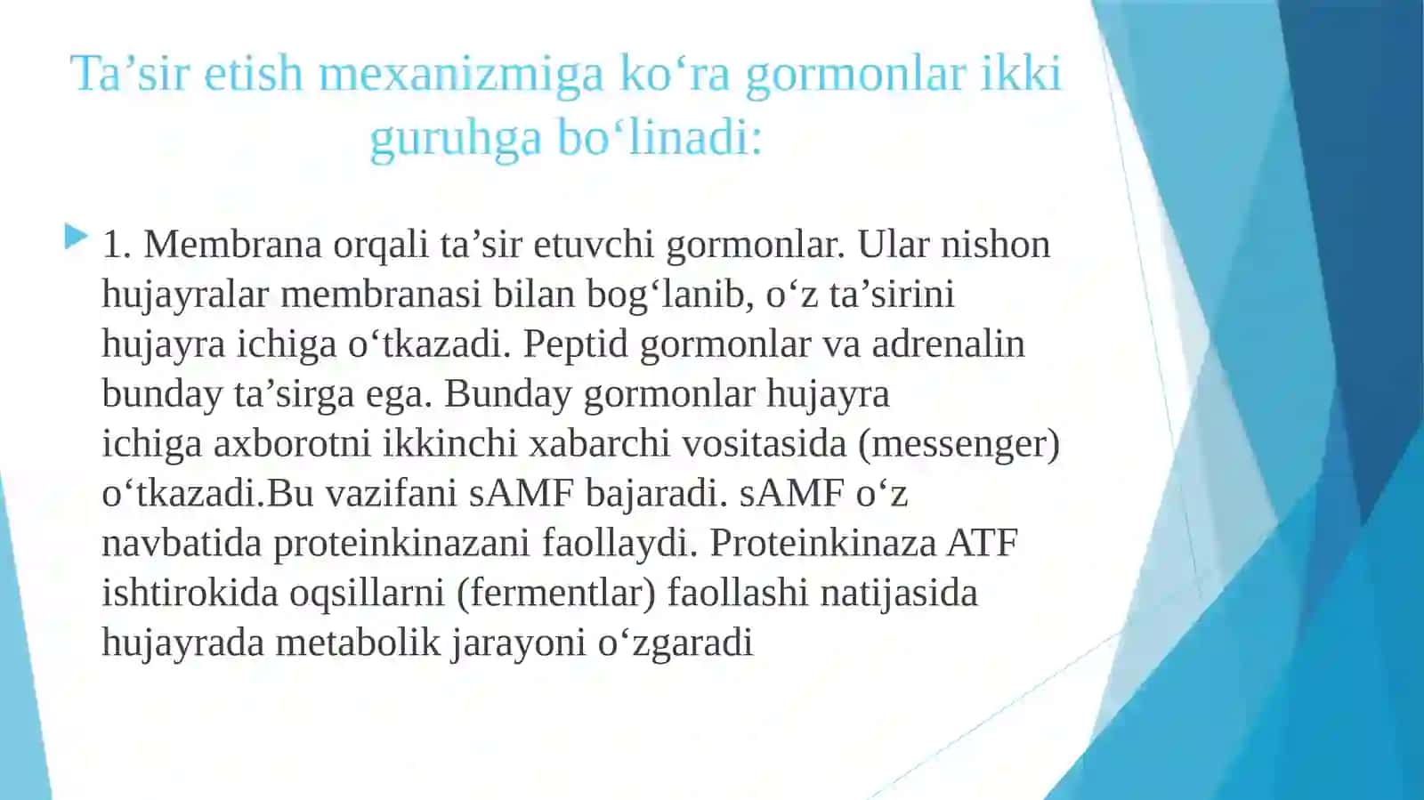 Gormonlarning nishon hujayralarga ta'sir mexanizmi 3