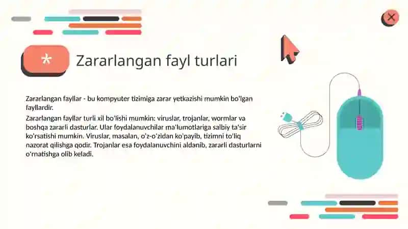 Kampyuterviruslari:zararlanganfaylturlari,virusdanhimoyalovchimashxurdasturlar. 3