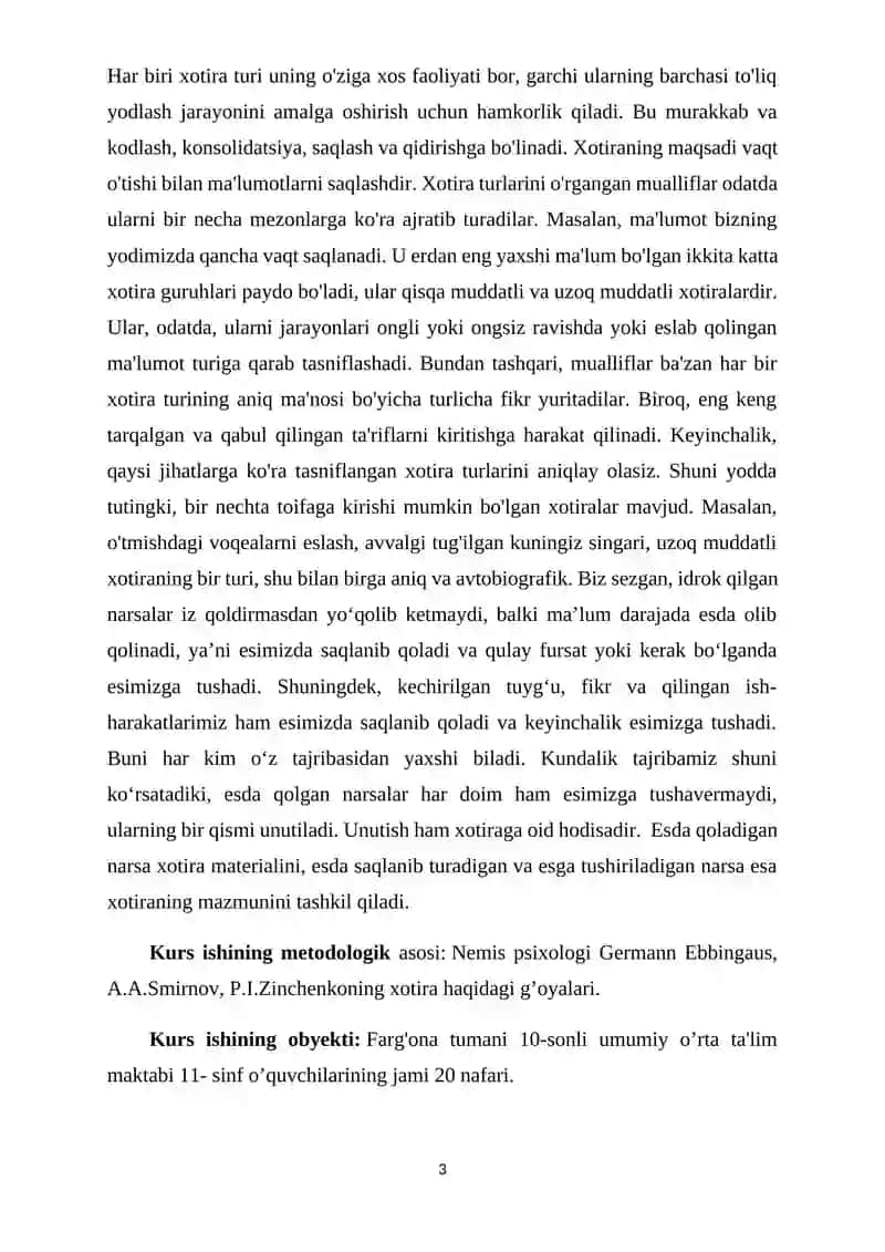 Xotirani eksperimental o’rganish 3